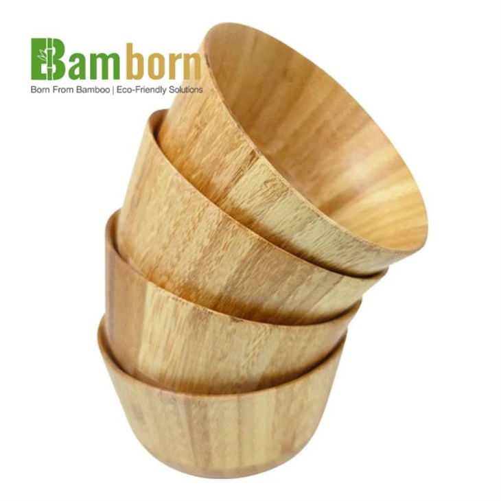 Natural bamboo serving bowls